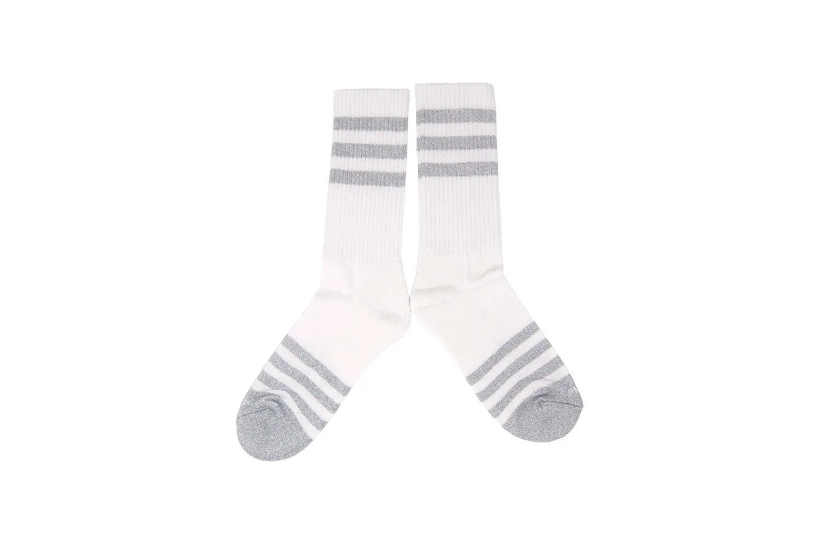 WHITE STRIPES Socks - White/Gray The Ampal Creative