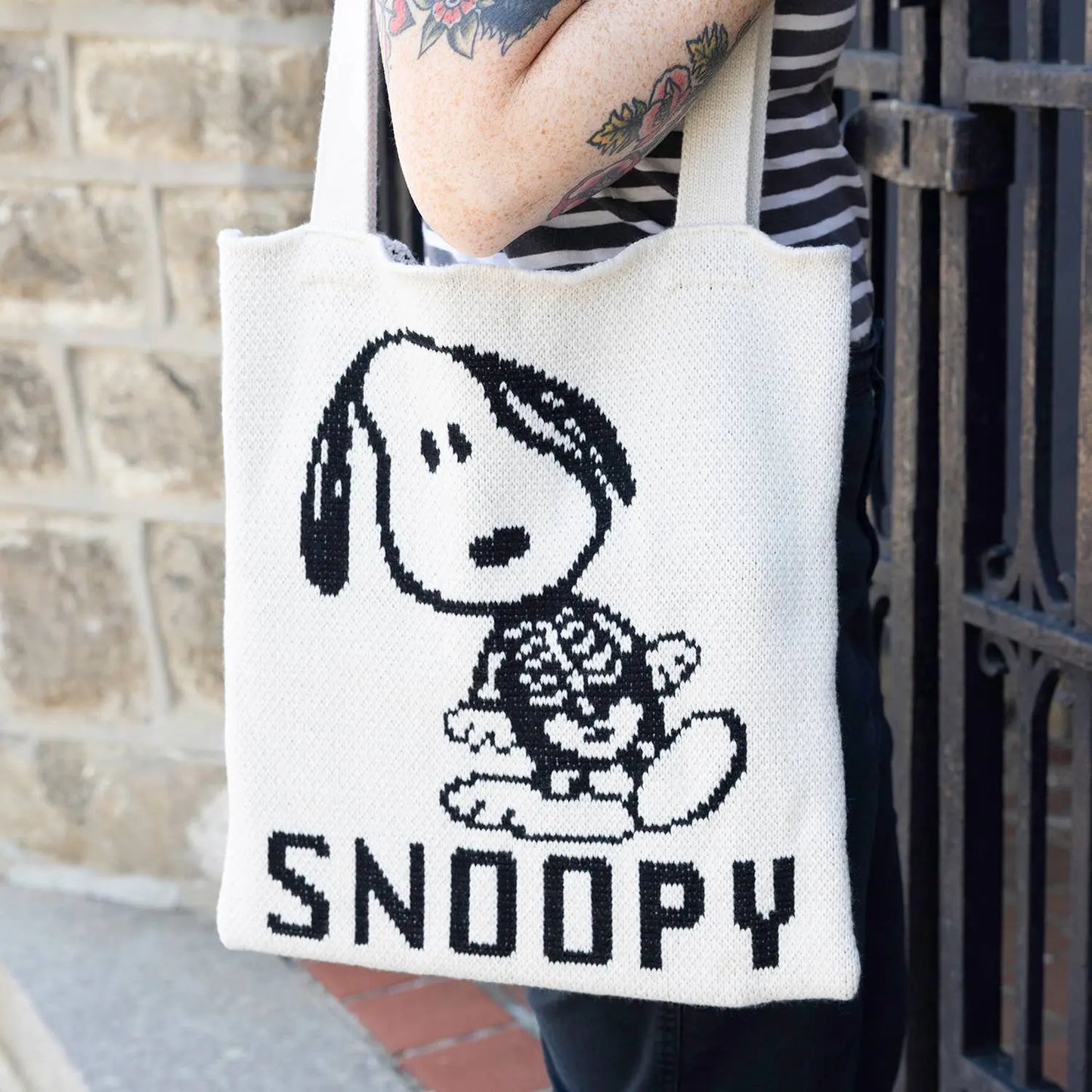 3P4 x Peanuts® Halloween - Snoopy Skeleton Knit Tote Three Potato Four