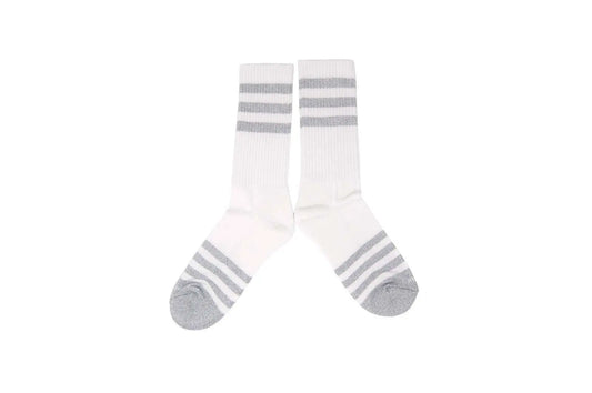 WHITE STRIPES Socks - White/Gray The Ampal Creative