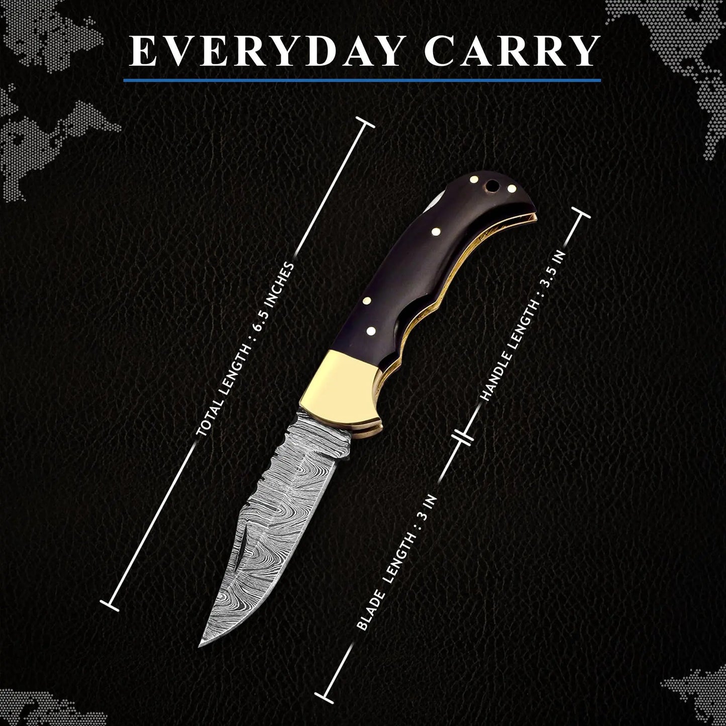 6.5' Handmade damascus folding knife, Pocket Knife FH KNIVES