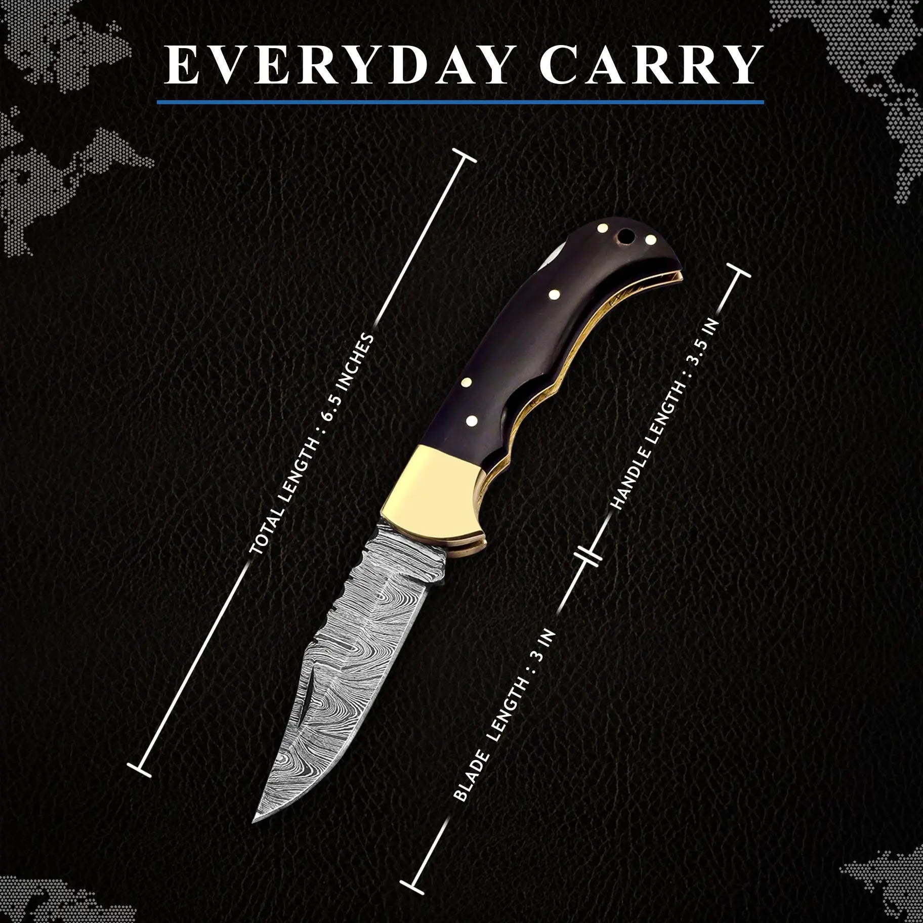 6.5' Handmade damascus folding knife, Pocket Knife FH KNIVES