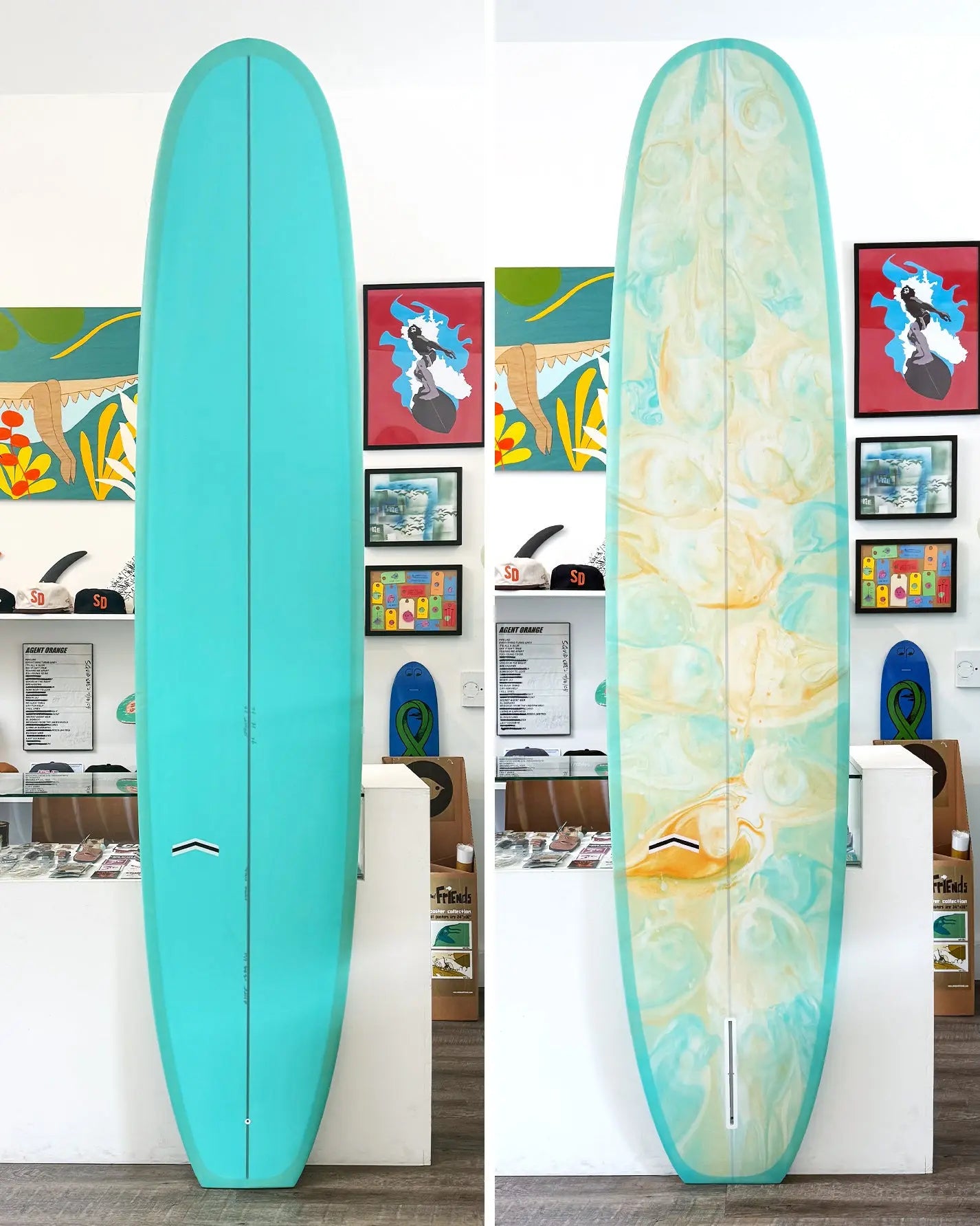 9'6" Sprout 2 - Poly Mod - Teal Resin Swirl CJ Nelson Customs