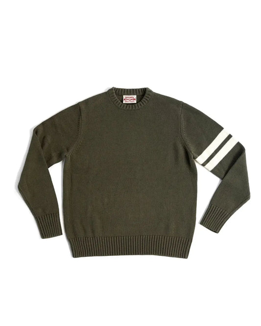 Comp Stripe Sweater - Dark Olive / Bone Birdwell