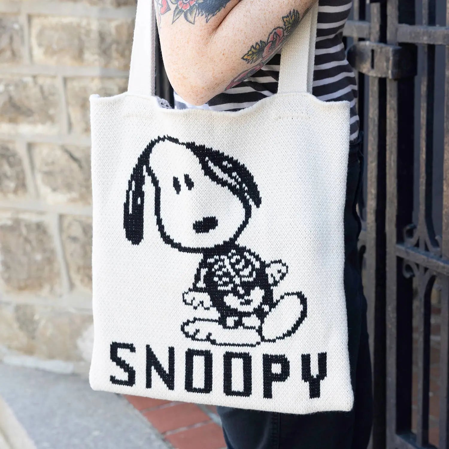 3P4 x Peanuts® Halloween - Snoopy Skeleton Knit Tote Three Potato Four