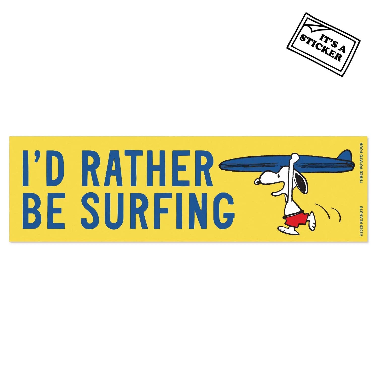 3P4 x Peanuts® - Snoopy Surfing Bumper Sticker Three Potato Four