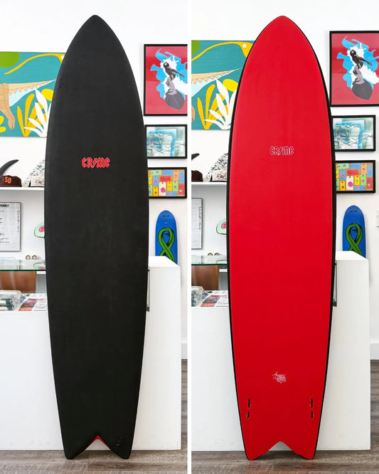 7'10" CRIME Long Fish - Black / Red - Dead Stock Surf Crime