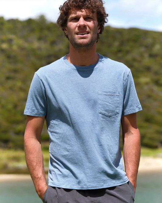 Hemp Pocket Tee - Denim Blue Mollusk