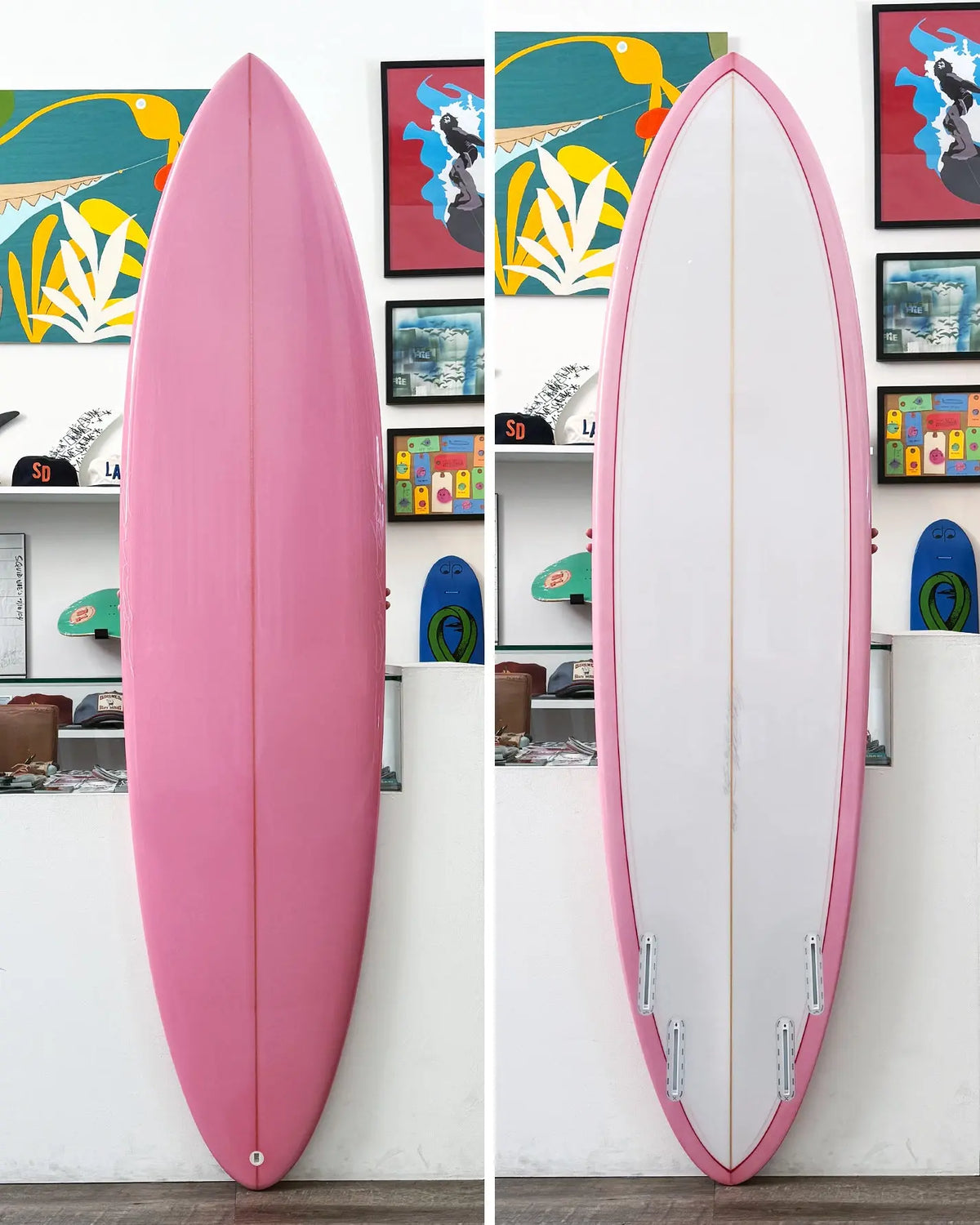 7'0" Flat Deck Quad Fish Round Pin - Bubble Gum Pink Micah Beutz