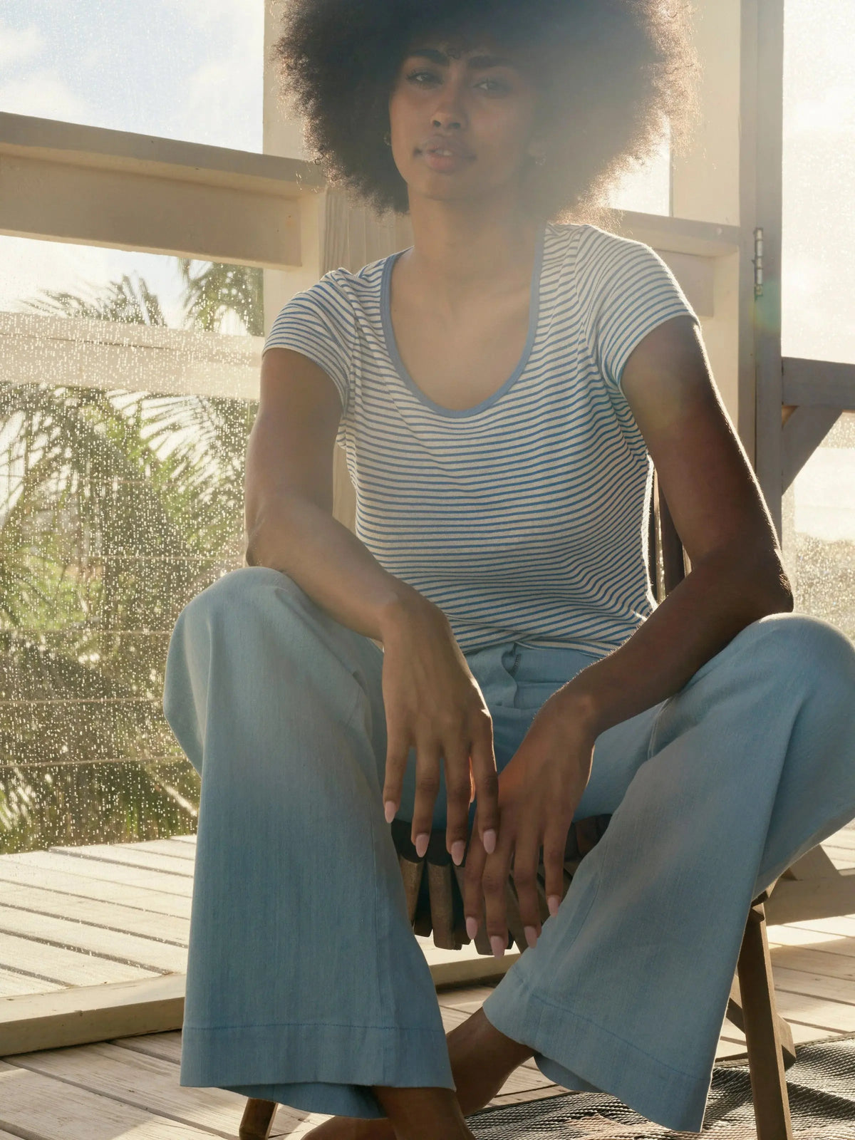 Scoop Ribsy Tee - Navy Stripe Mollusk