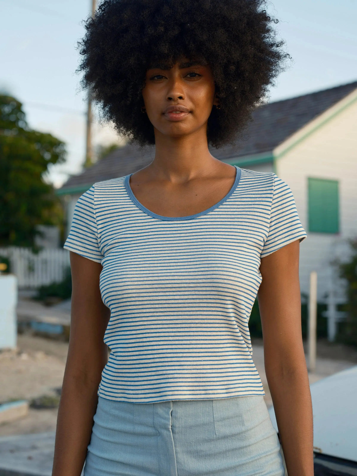 Scoop Ribsy Tee - Navy Stripe Mollusk