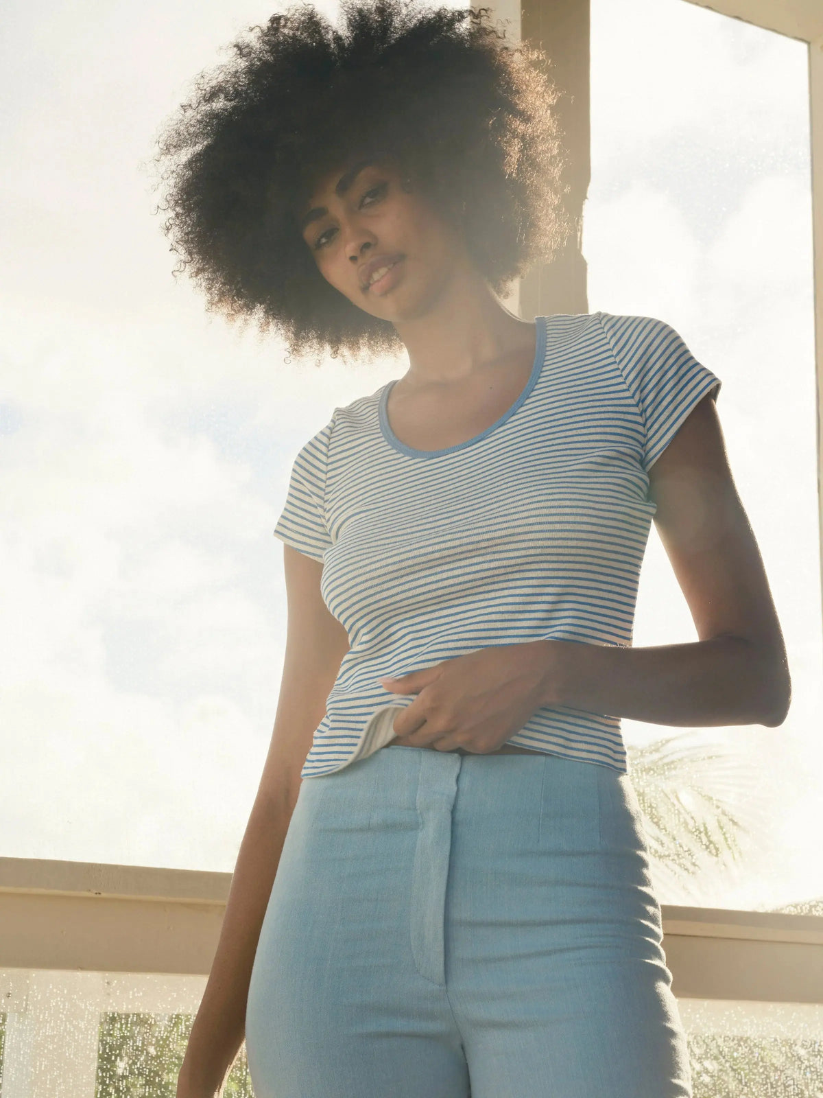 Scoop Ribsy Tee - Navy Stripe Mollusk